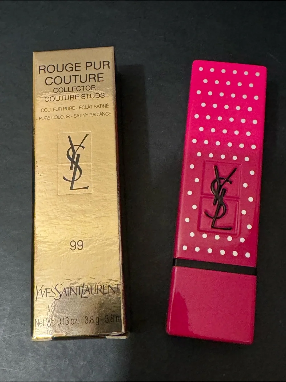 BNIB YSL Limited Edition Rouge Pur Couture Studs Lipstick 99 Fuchsia Allusion